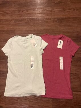 Women’s A New Day Short Sleeve Crewneck Tee - Mint Green and Raspberry